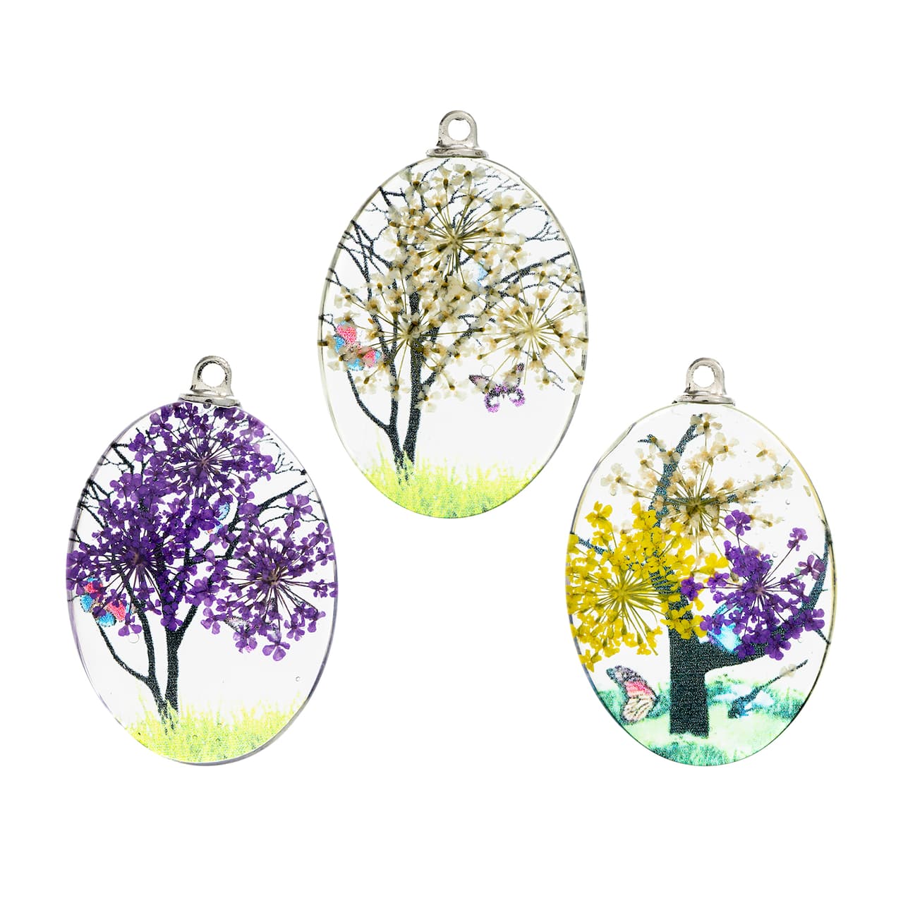 John Bead 30mm x 40mm Dried Flower Assorted Pendants